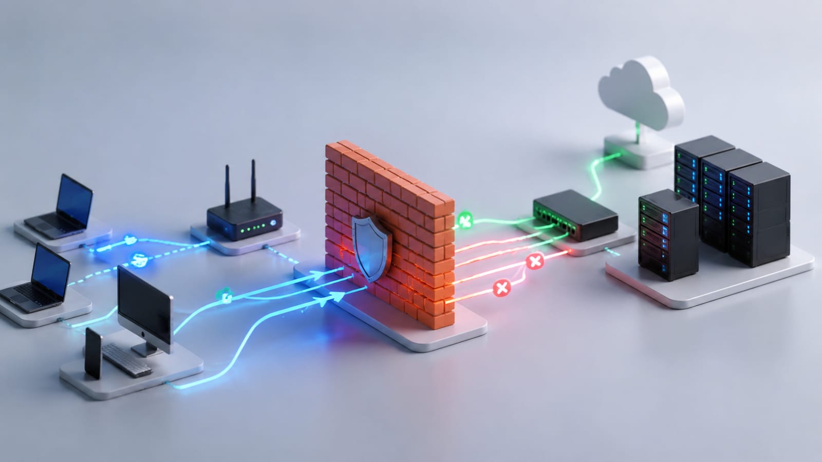 Network security diagram showing firewall rules and system traffic flow architecture