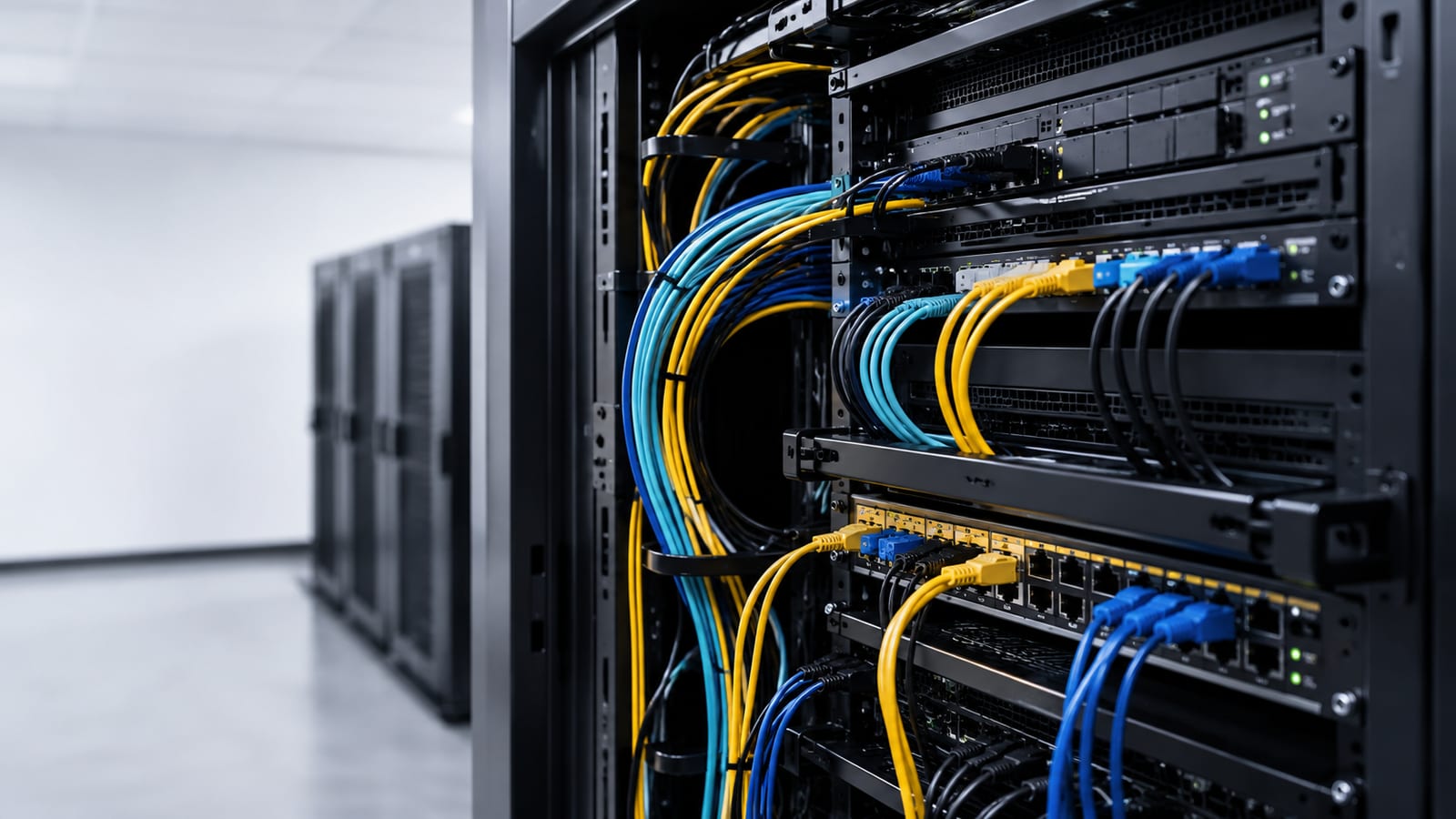 Reduce Kernel Overhead Using eBPF server rack with colorful ethernet cables in datacenter