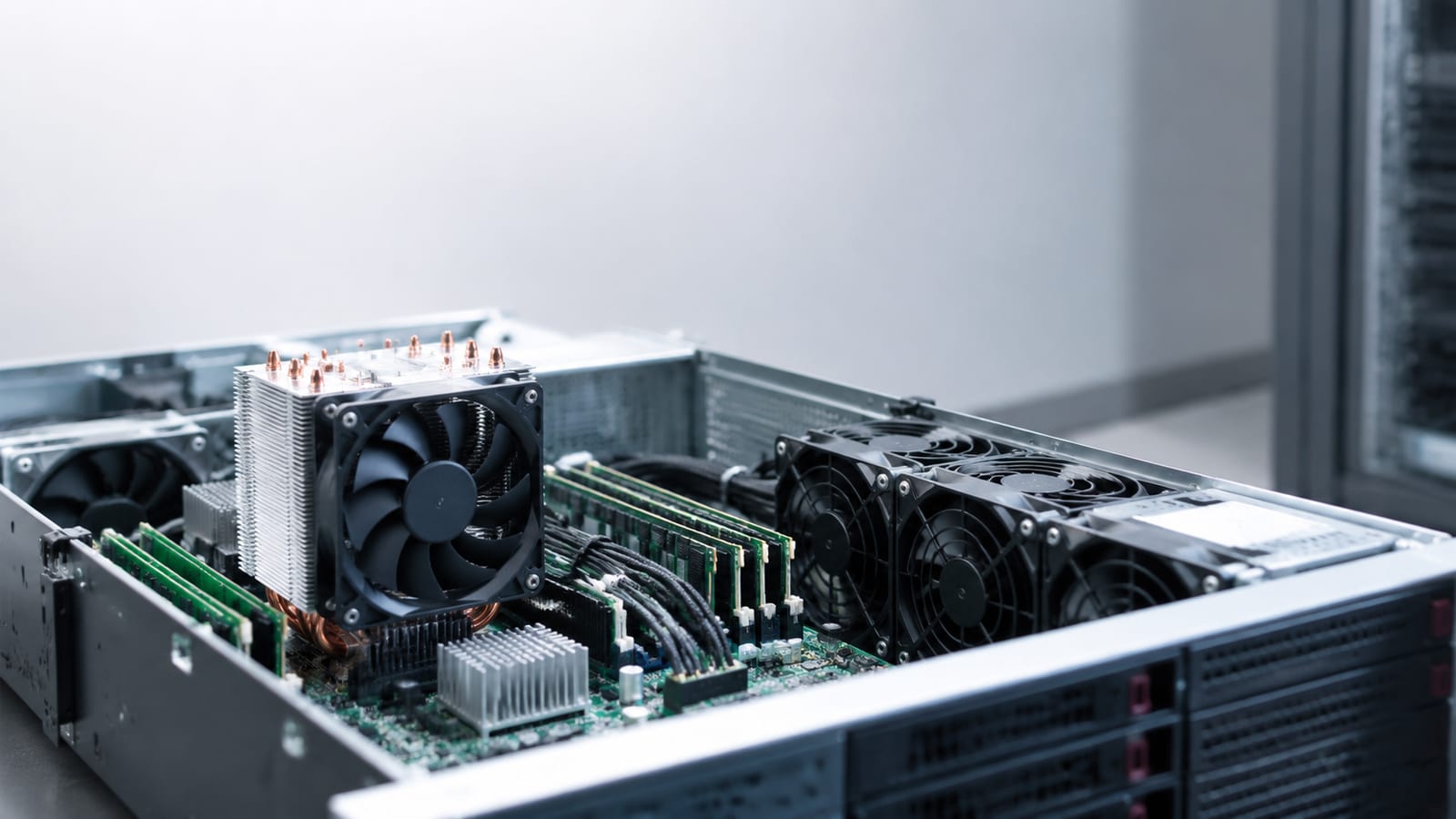 Profile Kernel Performance with eBPF on an open server chassis with fans, heatsinks, memory, and cables