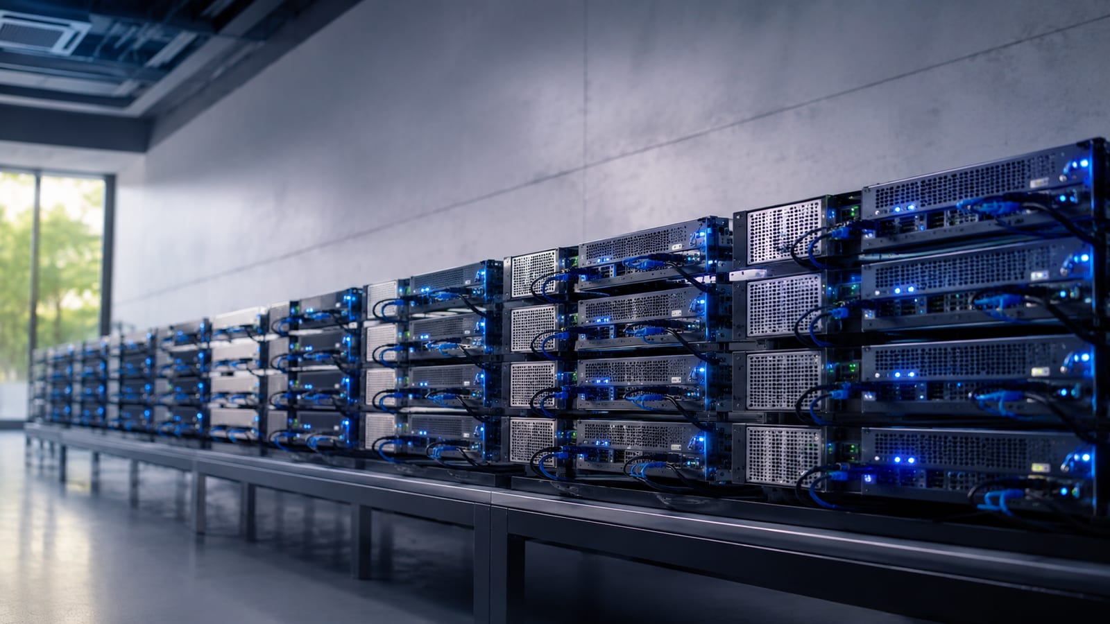 Profile Kernel Performance with eBPF displayed alongside rows of blue-lit server racks in a data center