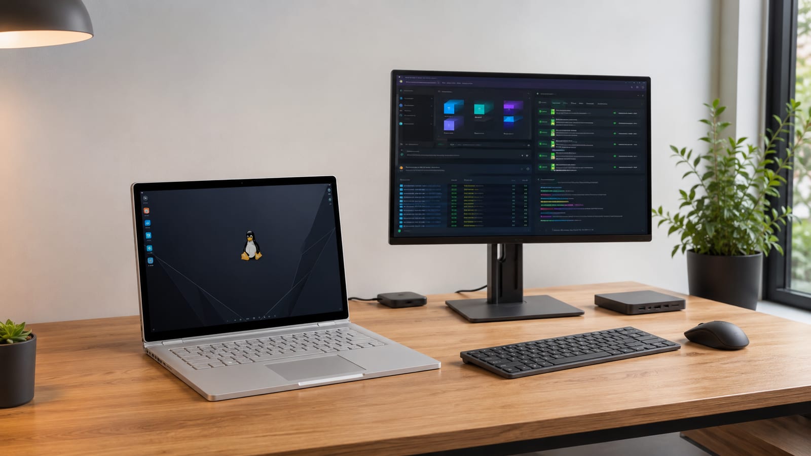 Surface Book in development setup running containerized applications and SQL workloads