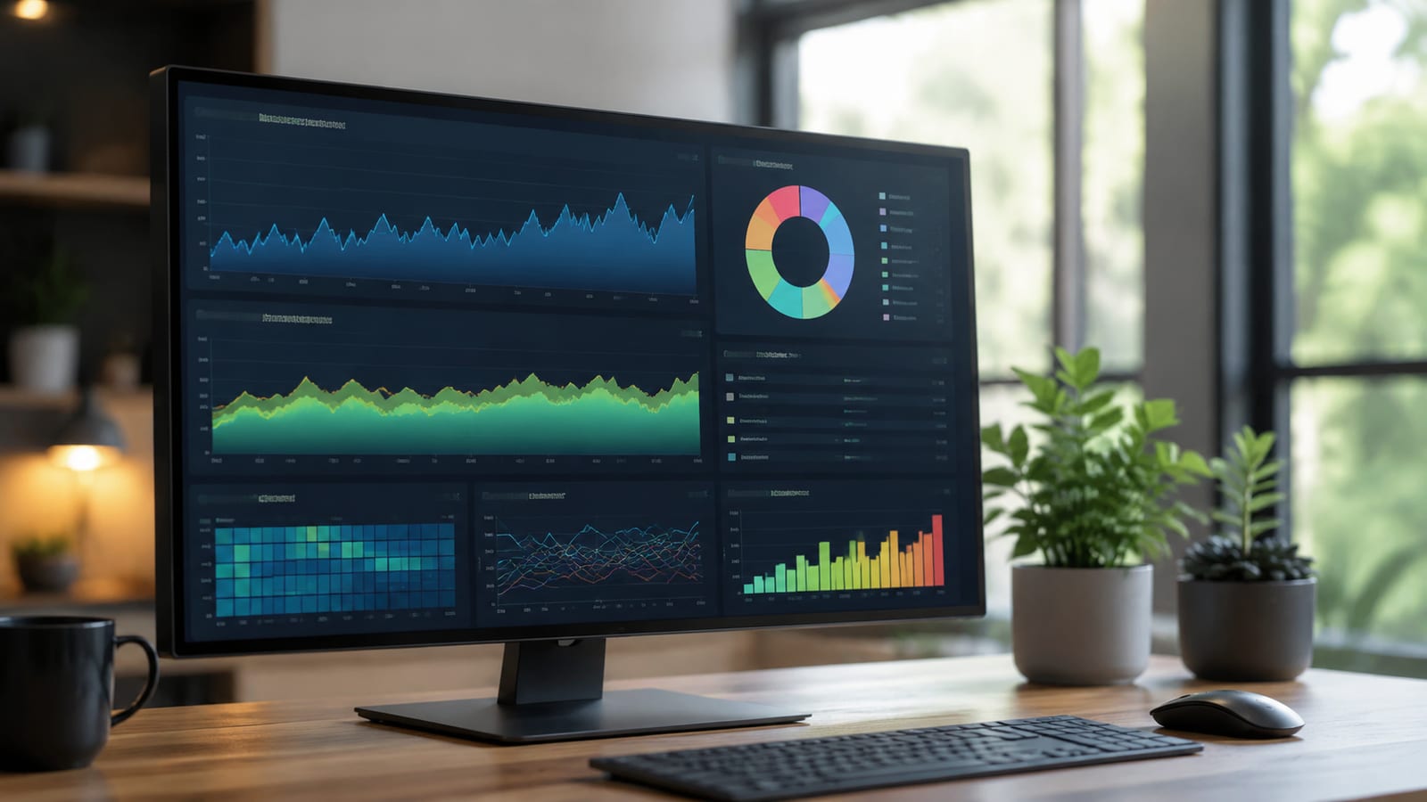 Grafana dashboard with network traffic visualization and bandwidth usage graphs