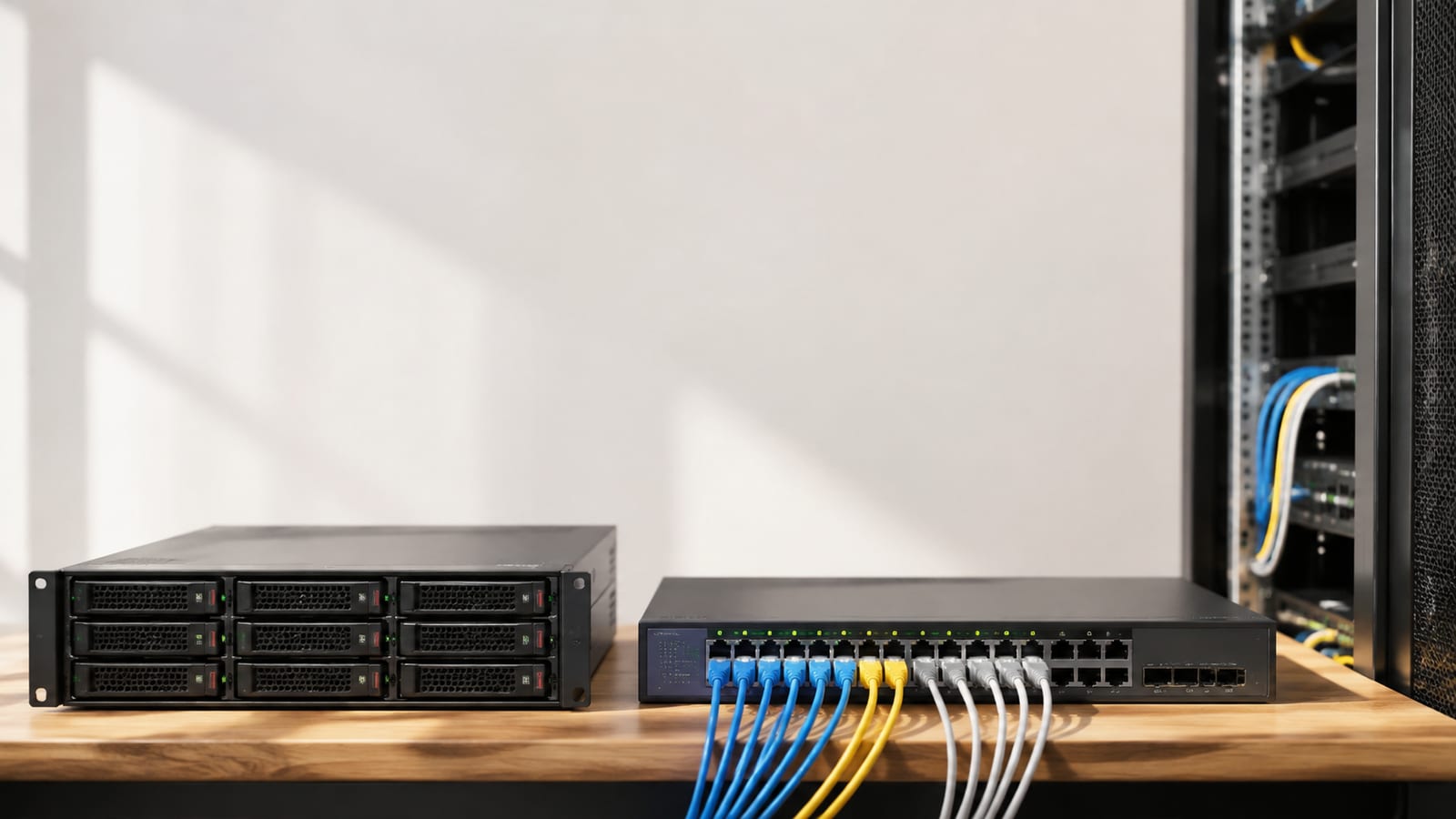 Linux server connected through a network switch during a busy traffic capture