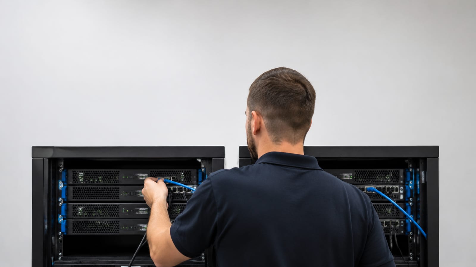 Two Linux servers connected directly by Ethernet cables for controlled throughput testing